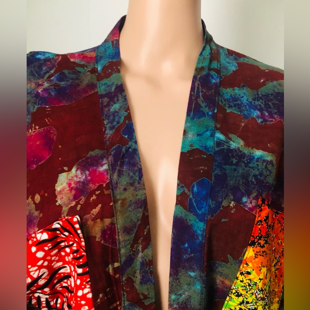 Vibrant Batik Front Patchwork Kimono - image 3
